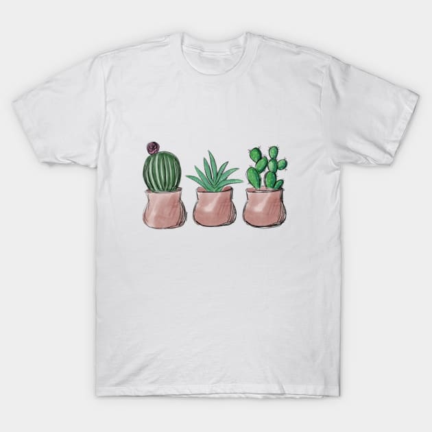 Potted Succulents T-Shirt by eeliseart